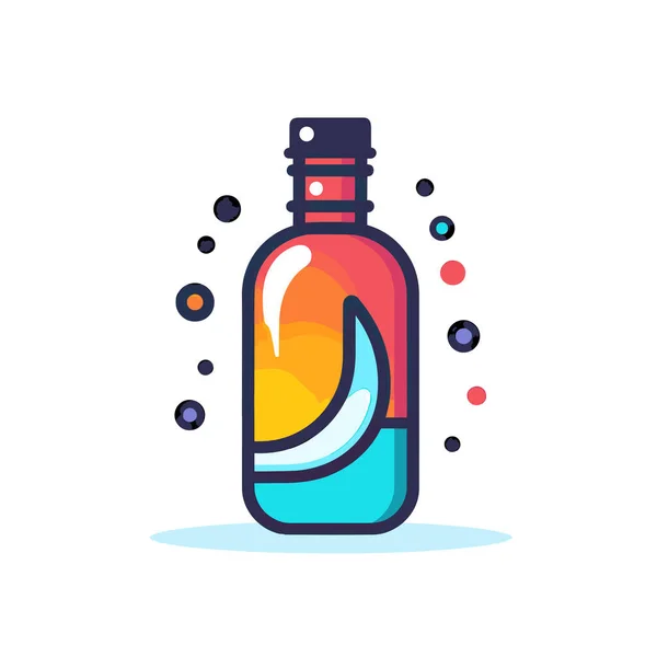 Eine Flüssigkeitsflasche Mit Einer Welle Die Herauskommt — Stockvektor