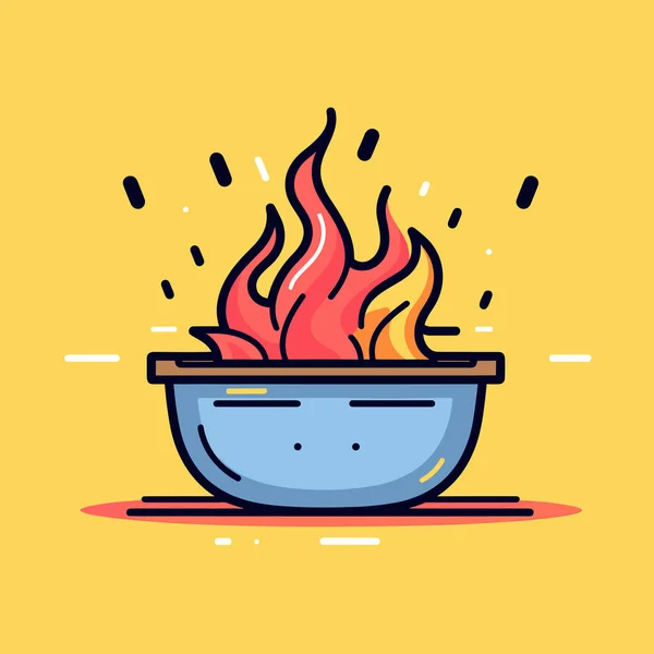 黄色の背景に火の鉢 — ストックベクタ