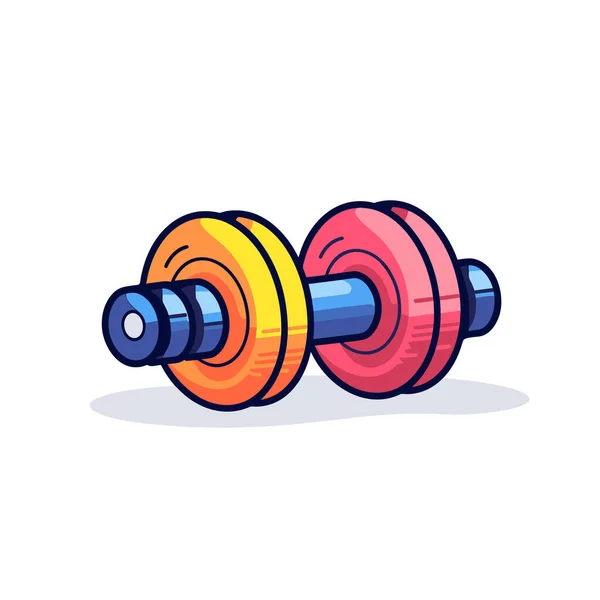 Two Colorful Dumbbells White Background — Stock Vector