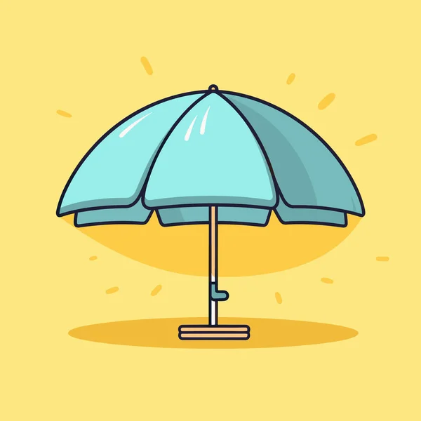 Ett Blått Paraply Som Sitter Ovanpå Ett Gult Golv — Stock vektor