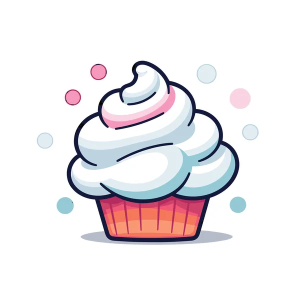 Ένα Cupcake Λευκό Γλάσο Και Ροζ Τρούφα — Διανυσματικό Αρχείο