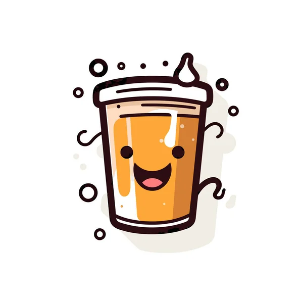 Una Tazza Caffè Con Viso Sorridente — Vettoriale Stock