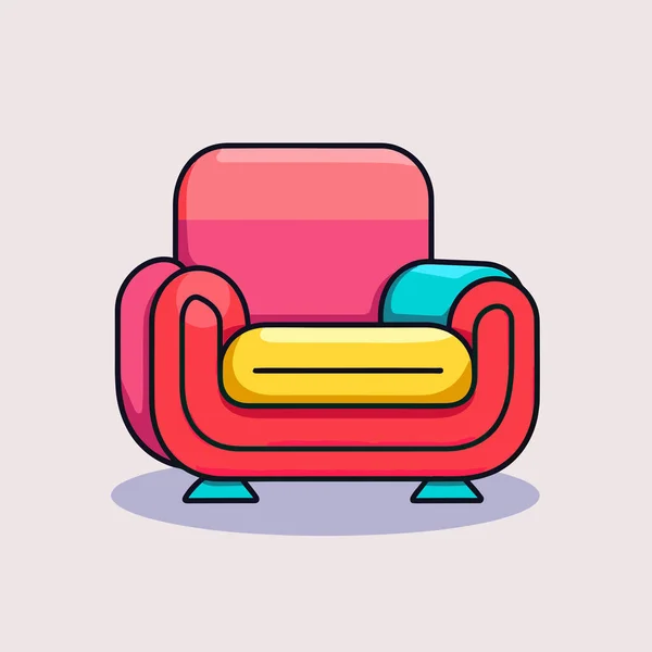 Eine Bunte Couch Mit Einem Kopfkissen Darauf — Stockvektor