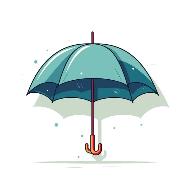 Modrý Deštník Červenou Rukojetí Bílém Pozadí — Stockový vektor