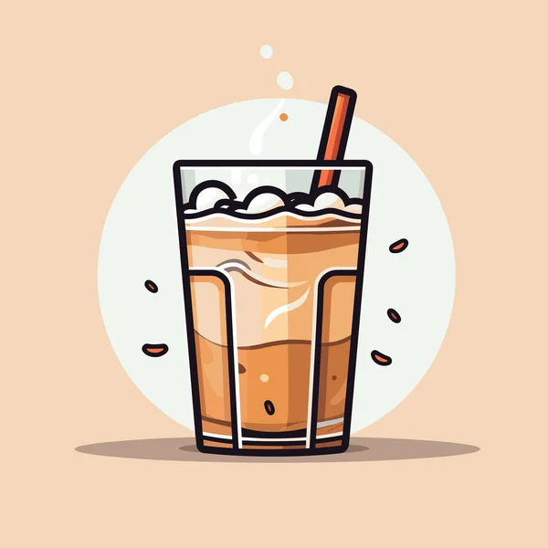 Ein Glas Eiskaffee Mit Einem Strohhalm Darin — Stockvektor
