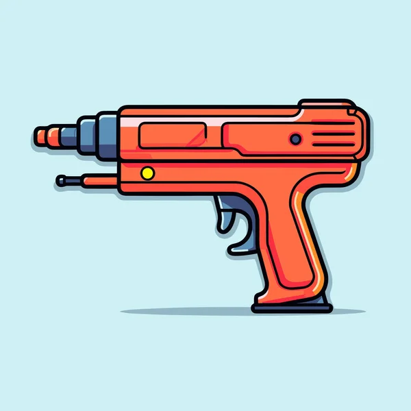 青の背景にオレンジと黒のおもちゃの銃 — ストックベクタ