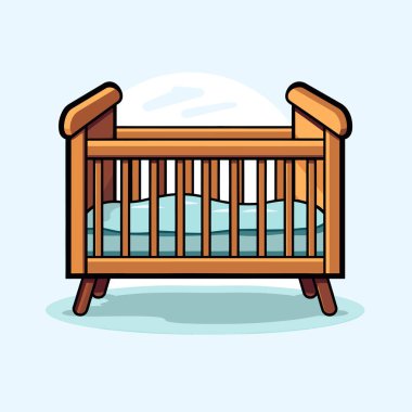 Üstünde battaniye olan tahta bir beşik.