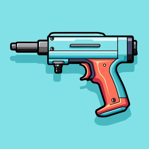 Zeichnung Einer Spielzeugpistole Auf Blauem Hintergrund — Stockvektor