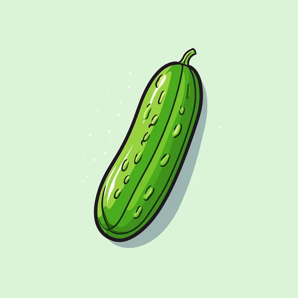 Een Groene Komkommer Een Lichtgroene Achtergrond — Stockvector