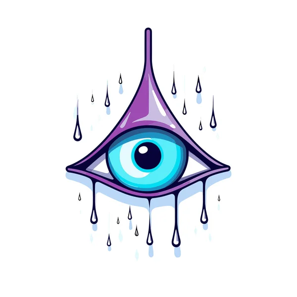 Blue Eye Drops Water Coming Out — Stock Vector