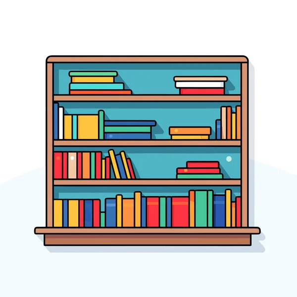 たくさんの本が並ぶ書棚 — ストックベクタ