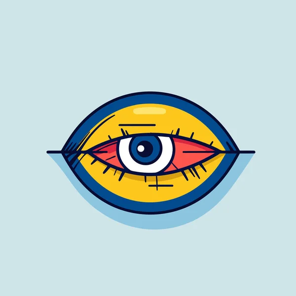 Olho Amarelo Azul Com Uma Íris Vermelha — Vetor de Stock