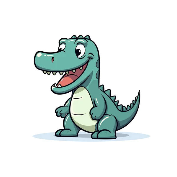 Ein Cartoon Alligator Setzt Sich Mit Offenem Maul Hin — Stockvektor