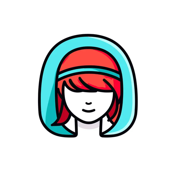 Une Femme Aux Cheveux Roux Portant Bandeau Bleu — Image vectorielle