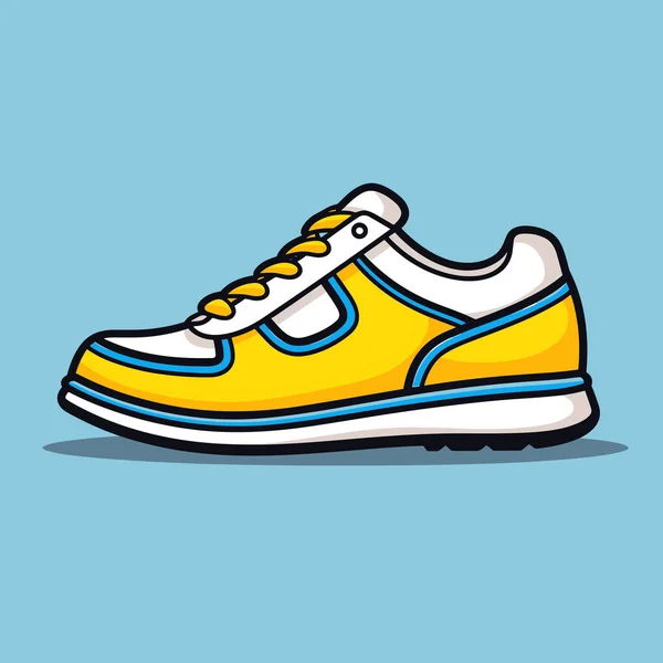 Zapato Amarillo Azul Sobre Fondo Azul — Vector de stock