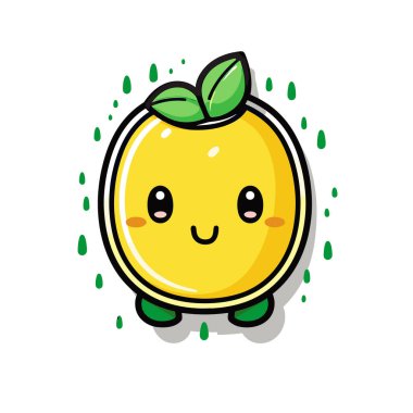 Üzerinde yeşil bir yaprak olan sarı bir elma.