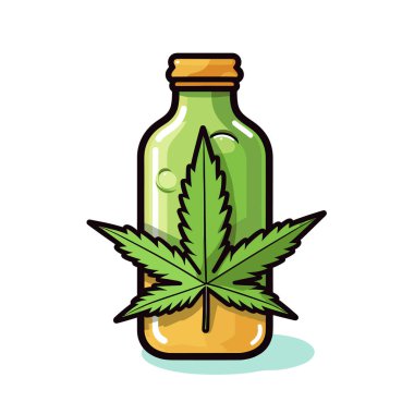 İçinde marihuana yaprağı olan bir şişe