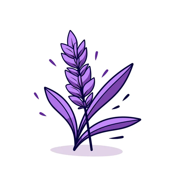白い背景に葉のある紫色の植物 — ストックベクタ