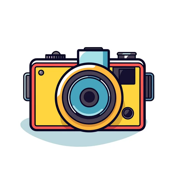Yellow Camera Blue Lens — Stock Vector