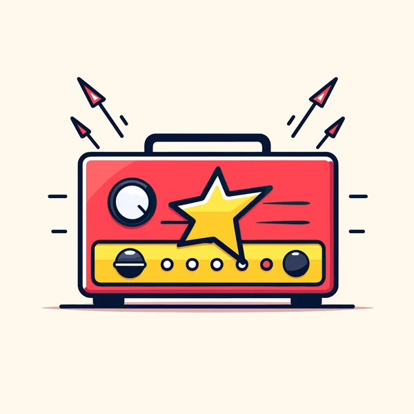 Rádio Vermelho Amarelo Com Uma Estrela Nele —  Vetores de Stock