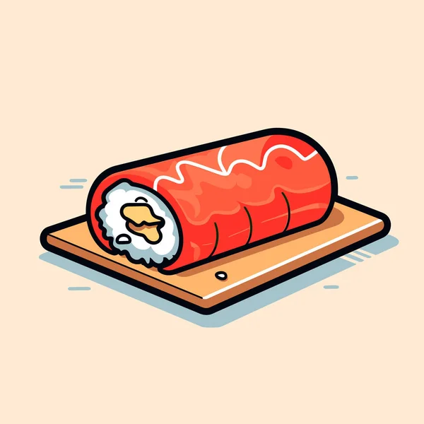Pedaço Sushi Uma Tábua Corte — Vetor de Stock