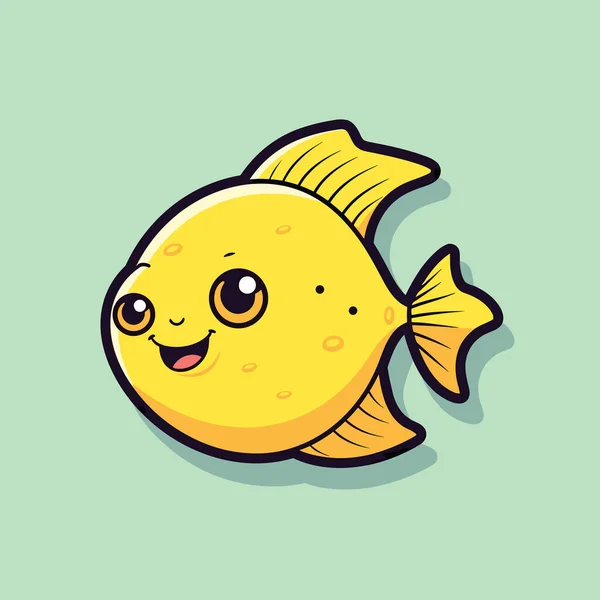 Žlutá Ryba Velkým Úsměvem Tváři — Stockový vektor