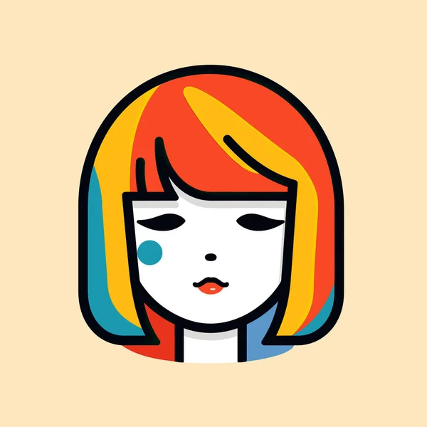 Visage Femme Aux Cheveux Colorés — Image vectorielle