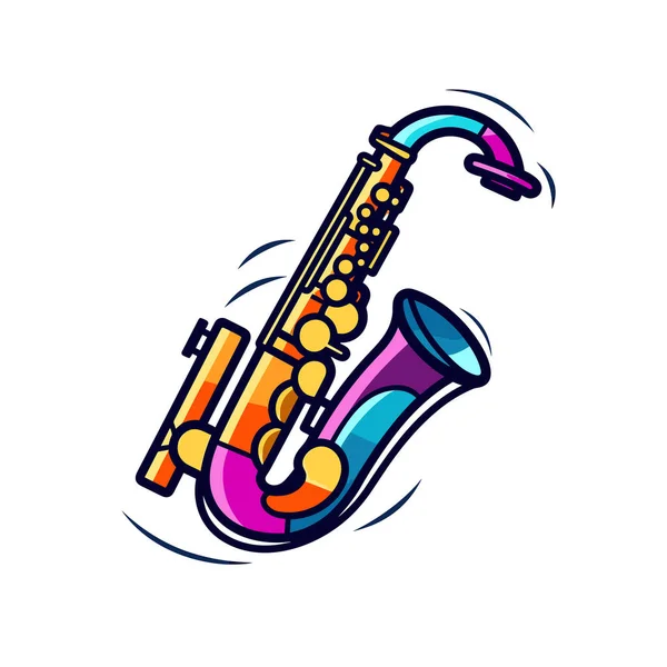 Ein Farbenfrohes Musikinstrument Mit Trompete — Stockvektor