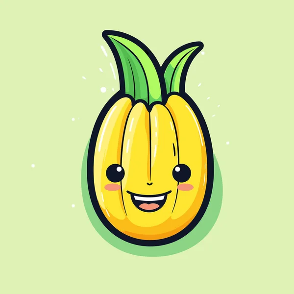 Sebuah Nanas Kuning Dengan Wajah Tersenyum - Stok Vektor