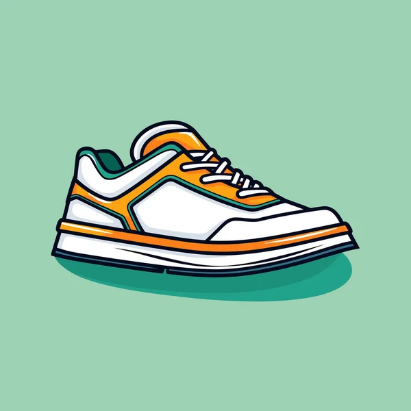 Une Chaussure Blanche Orange Avec Fond Vert — Image vectorielle