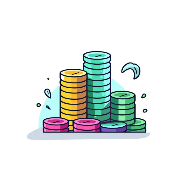 Stack Coins Sitting Top Each Other — Stock Vector