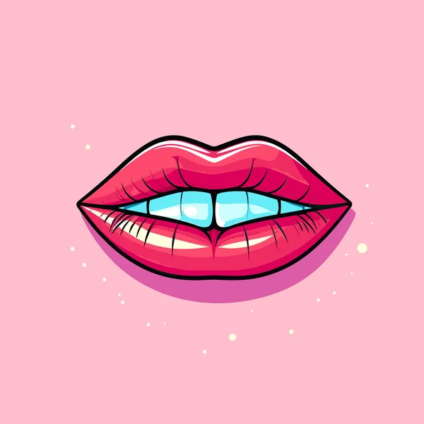 Womans Lips Pink Background — Stock Vector