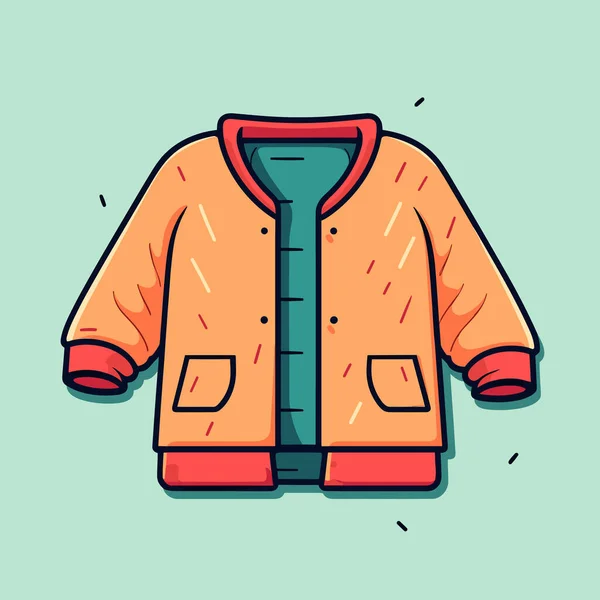 一件橙色夹克 里面有一件绿色的衬衫 — 图库矢量图片