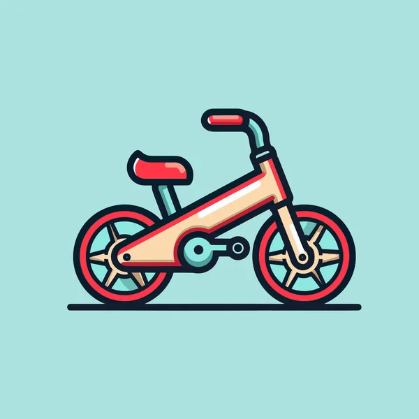 Una Bicicleta Roja Azul Con Ruedas Sobre Fondo Azul — Vector de stock