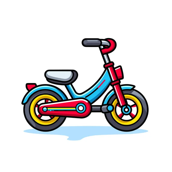 Petit Vélo Bleu Rouge Sur Fond Blanc — Image vectorielle