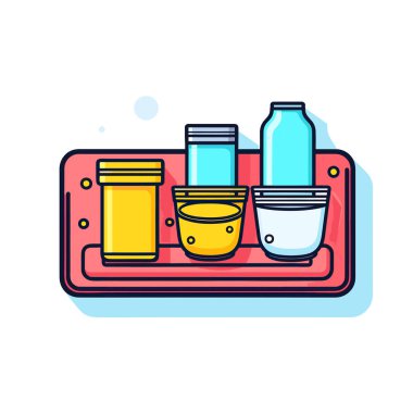 Bir tepsi dolusu sıvı ve kâse.