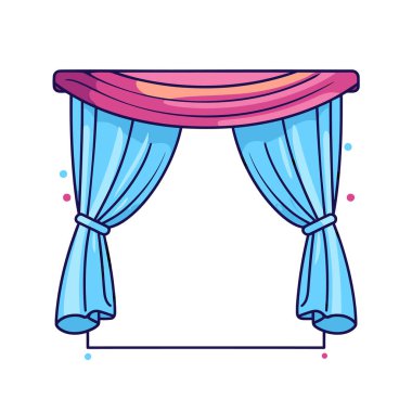 Pembe bluzlu mavi ve pembe bir perde.