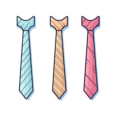 Three different colored ties on a white background clipart