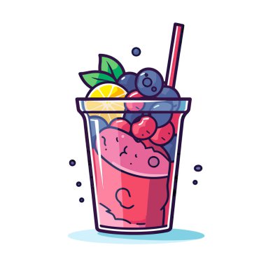 Meyve ve pipetle dolu bir bardak.