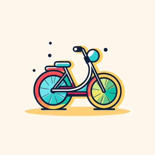 Ein Buntes Fahrrad Mit Korb Und Rädern — Stockvektor