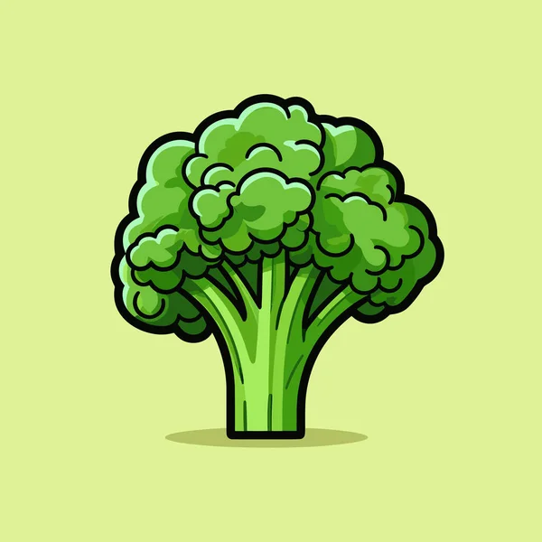 Une Icône Brocoli Vert Sur Fond Jaune — Image vectorielle