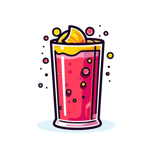 Een Roze Drankje Met Een Citroenschijfje Erin — Stockvector