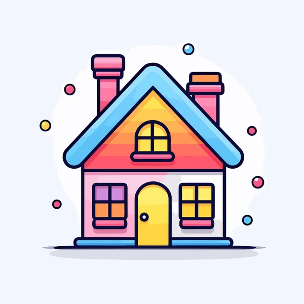 Egy Kis Ház Kéménnyel Ablakokkal — Stock Vector