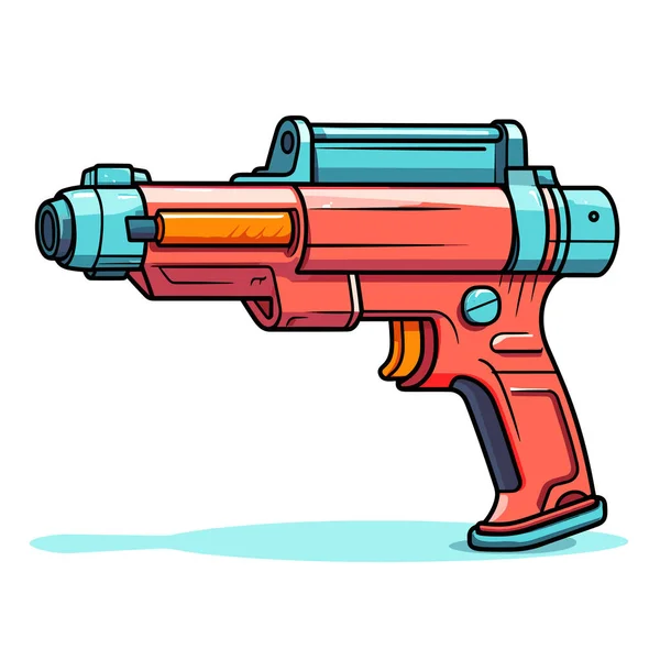 Röd Och Blå Leksak Pistol Vit Bakgrund — Stock vektor