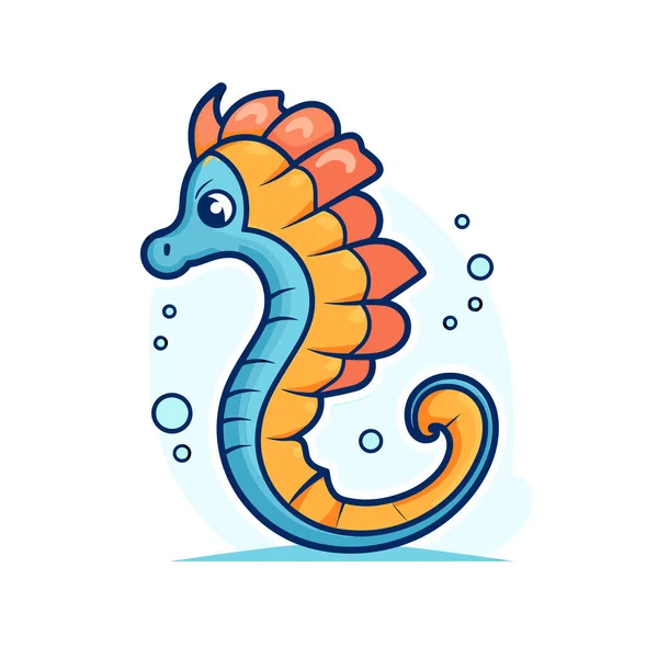 Caballito Mar Dibujos Animados Nadando Agua — Vector de stock