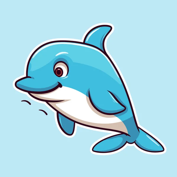 Блакитний Дельфін Великою Посмішкою Обличчі — стоковий вектор