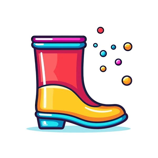 Colorful Rain Boot Bubbles Coming Out — Stock Vector