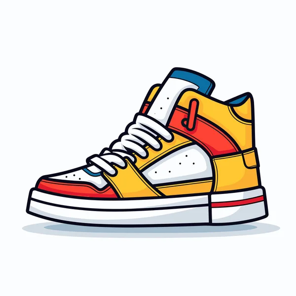 Yellow Red Shoe White Laces — Stock Vector