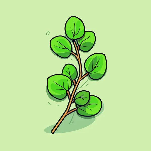 Une Plante Feuilles Vertes Sur Fond Vert — Image vectorielle