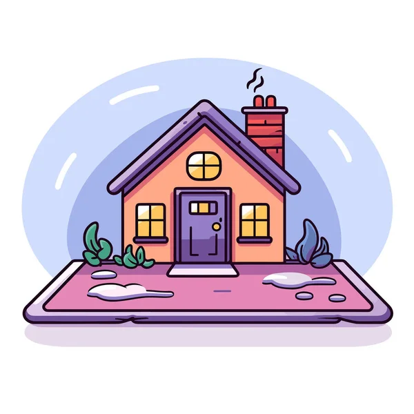 Une Maison Avec Une Cheminée Dessus — Image vectorielle